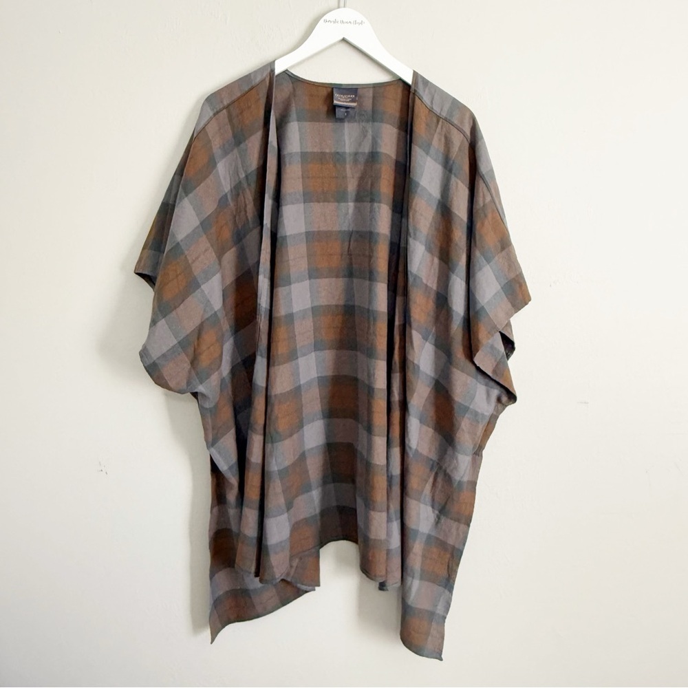 TORRID X OUTLANDER Women’s Brown Multi Tartan Dolman Kimono Plaid Flannel Sz 1X - Picture 2 of 8